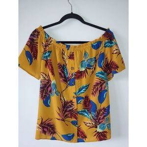 Ochre Floral Off-Shoulder Blouse